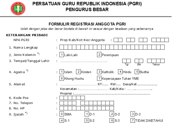 Pendaftaran PGRI Bekasi Timur - Persatuan Guru Republik Indonesia Cabang Bekasi Timur
